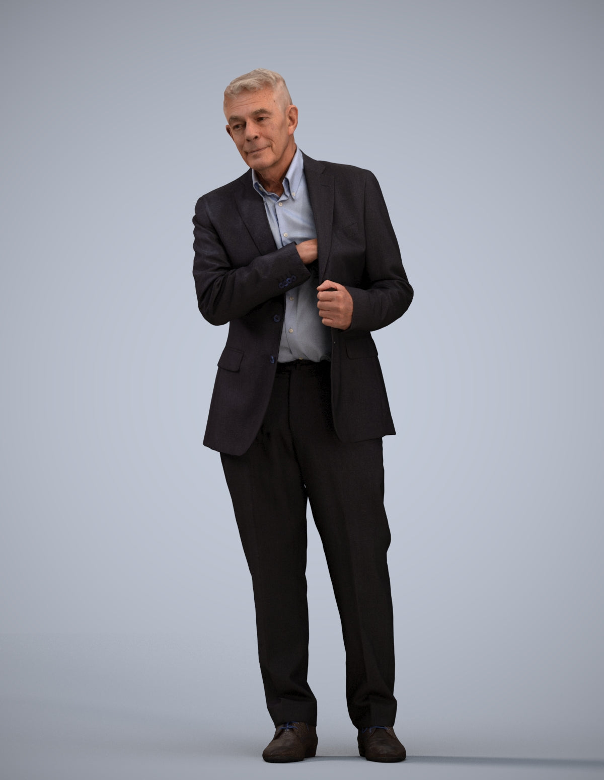 3D people model senior man business, scanned human for 3ds Max rendering