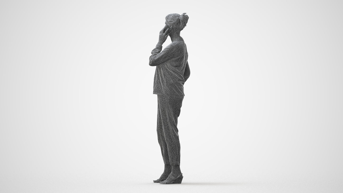 3D people model woman casual standing, scanned human for 3ds Max rendering, square thumbnail