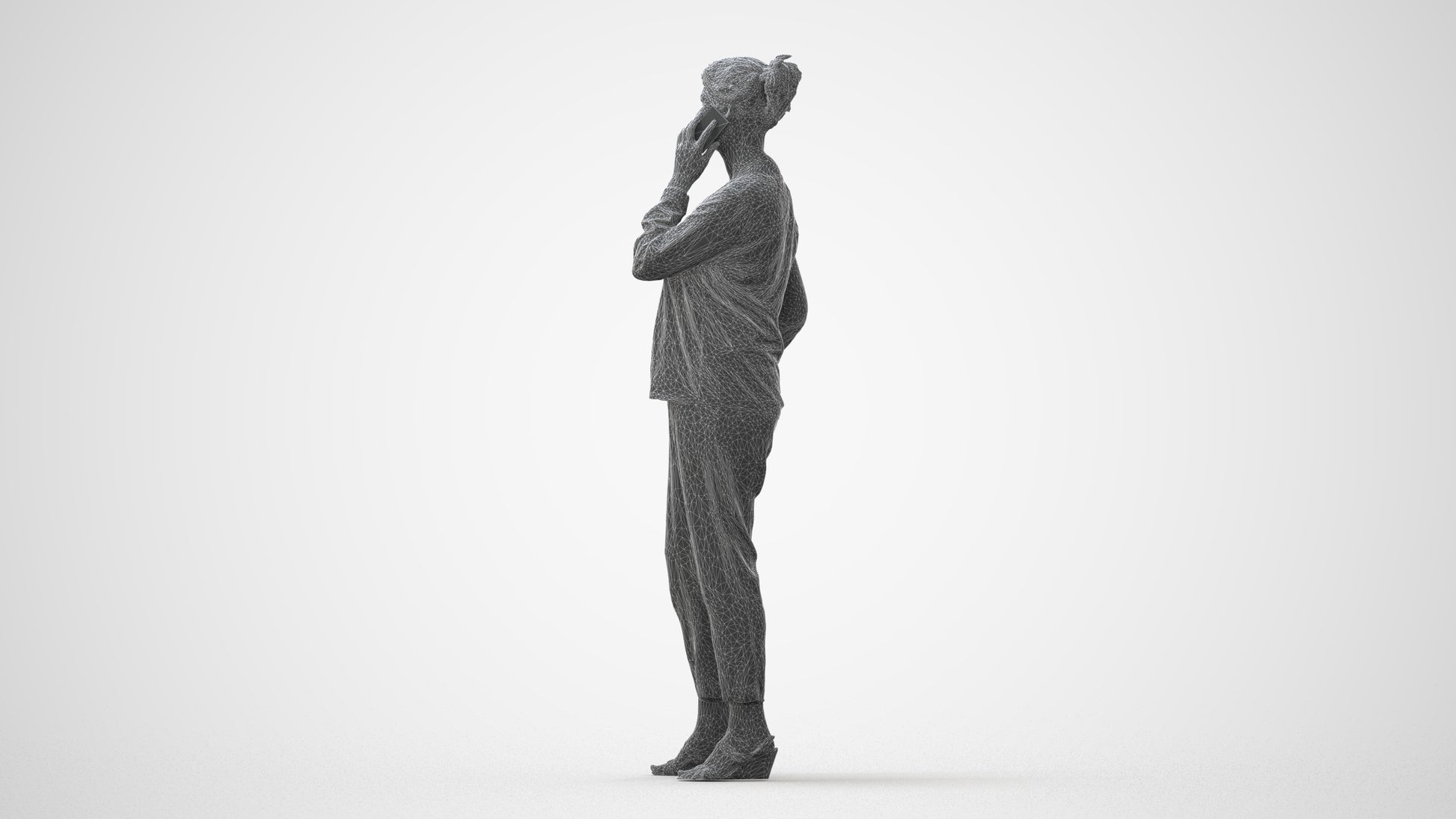 3D people model woman casual standing, scanned human for 3ds Max rendering, square thumbnail