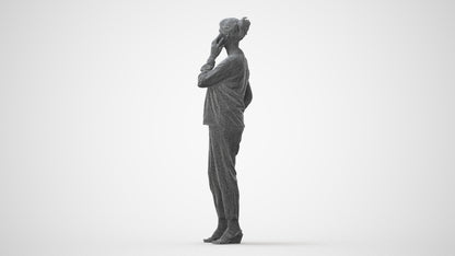 3D people model woman casual standing, scanned human for 3ds Max rendering, square thumbnail