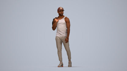 photogrammetry 3D man casual walking, realistic human model archviz FBX, top-down view render