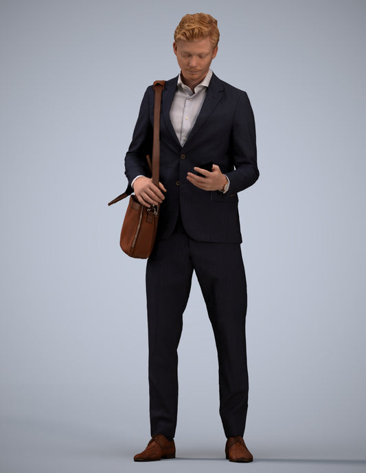 realistic 3D man business, scanned archviz people for Blender and 3ds Max