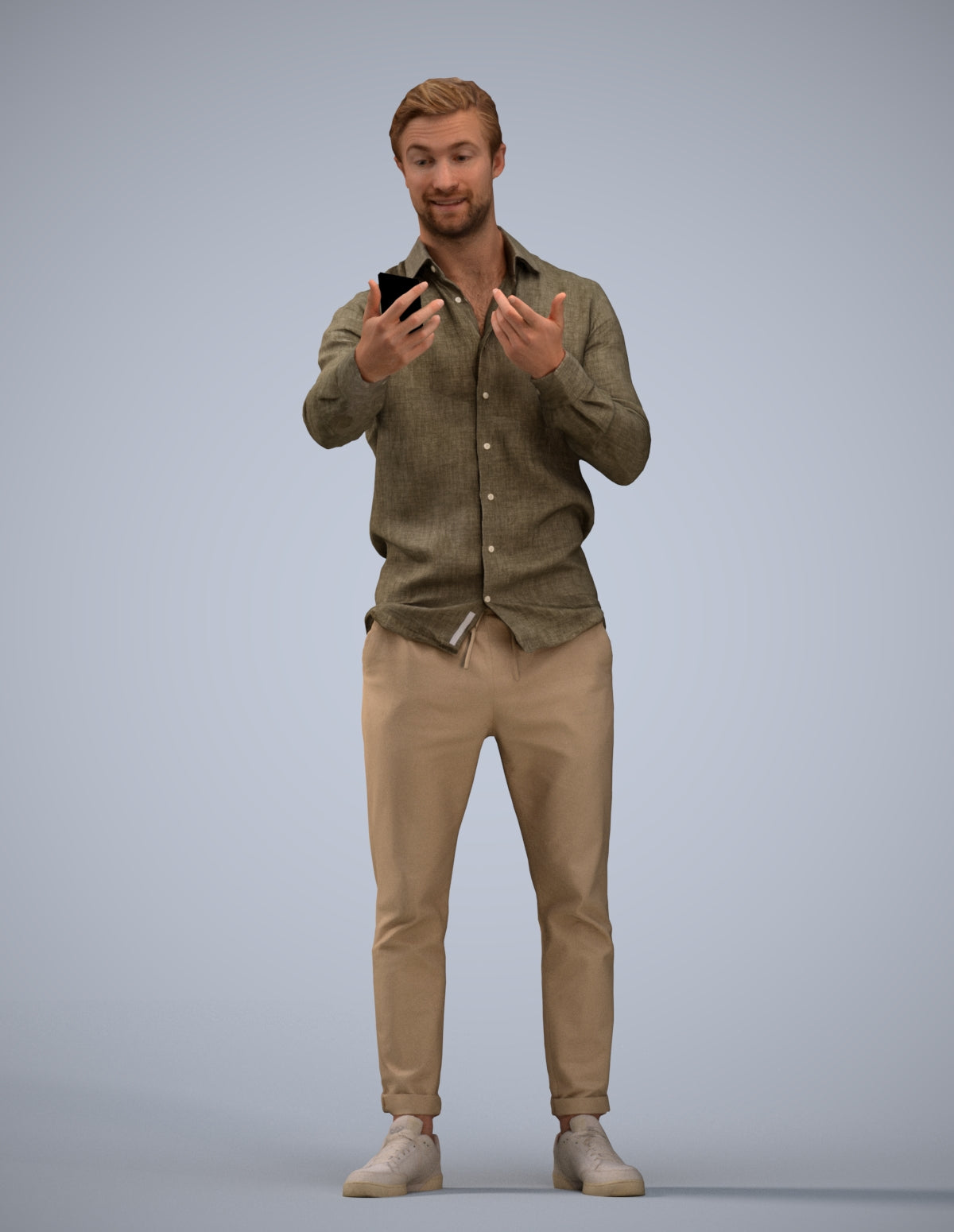 photogrammetry 3D man casual standing, realistic human model archviz FBX