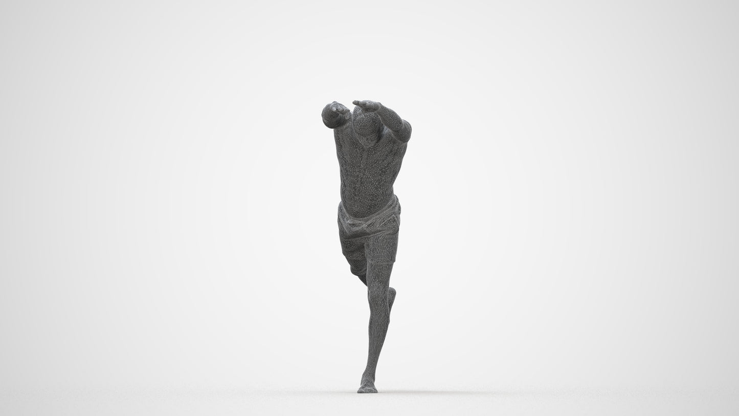 photogrammetry 3D man pool, realistic human model archviz FBX, wireframe back view