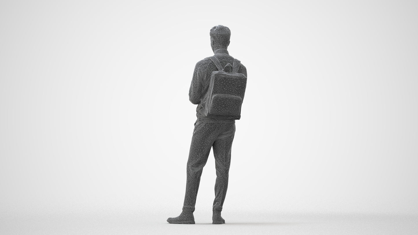 3D people model man casual standing, scanned human for 3ds Max rendering, square thumbnail