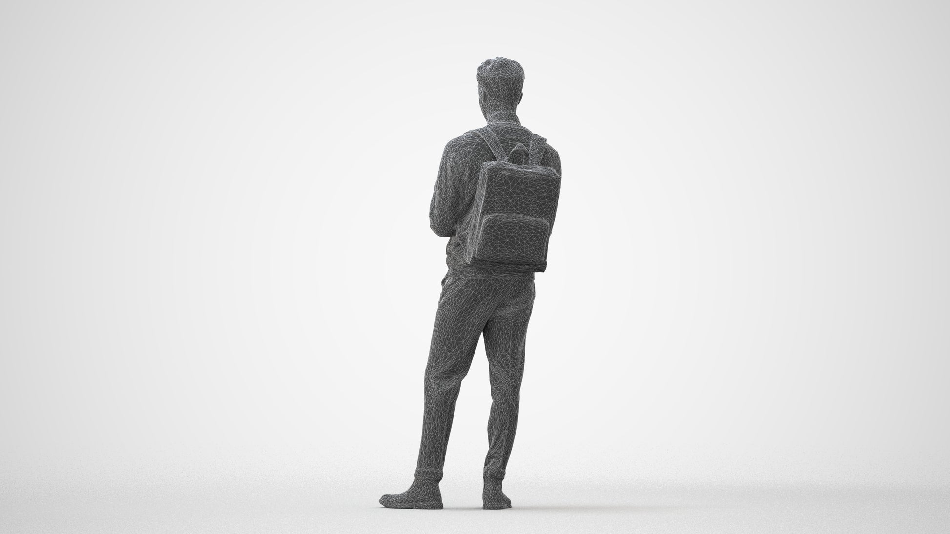 3D people model man casual standing, scanned human for 3ds Max rendering, square thumbnail