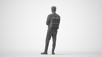 3D people model man casual standing, scanned human for 3ds Max rendering, square thumbnail