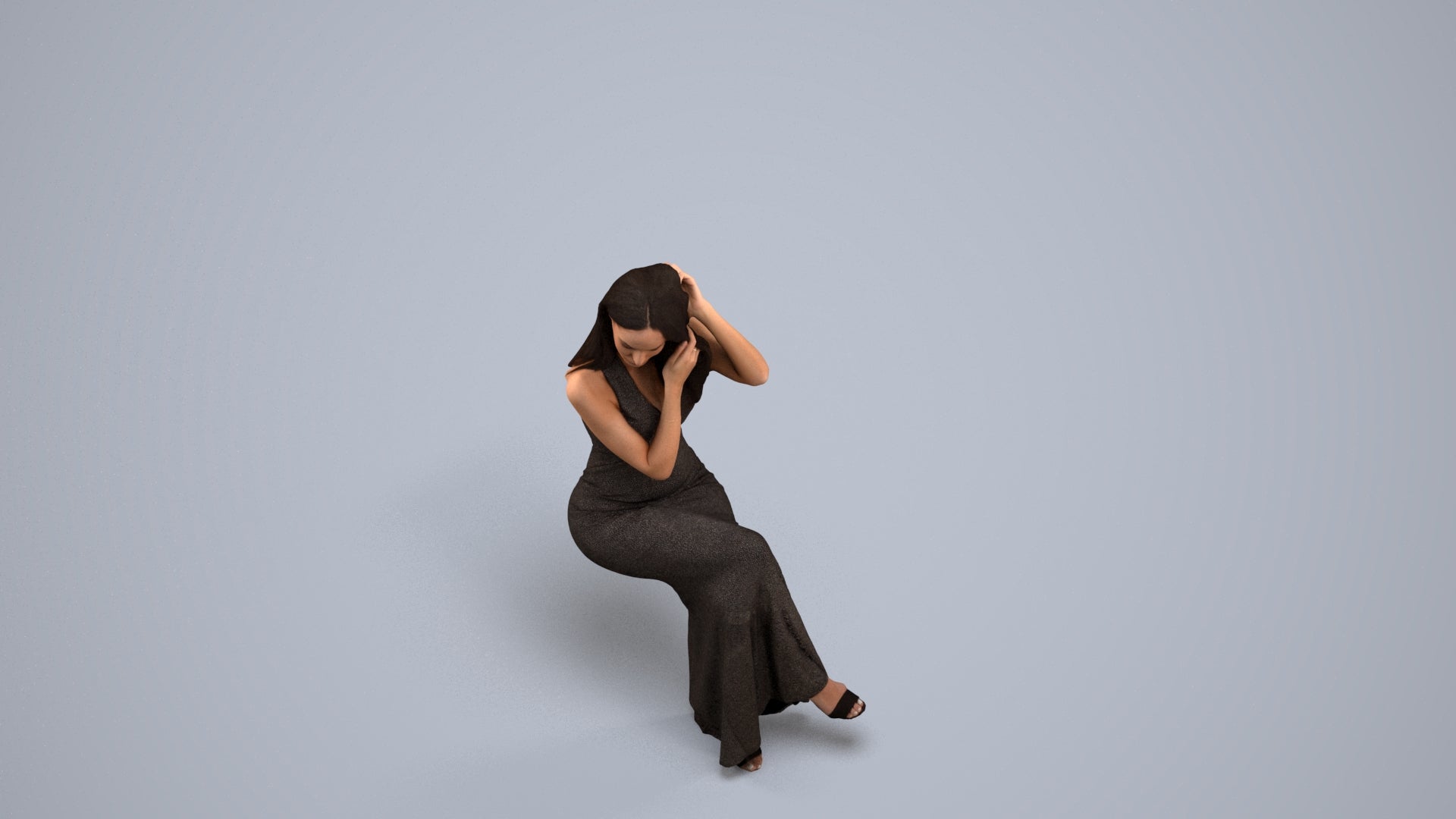 3D scanned woman formalaffairs formal, photorealistic archviz people for Enscape and SketchUp, back view render