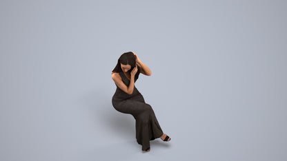 3D scanned woman formalaffairs formal, photorealistic archviz people for Enscape and SketchUp, back view render