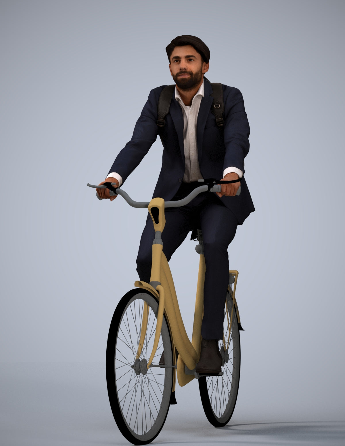3D scanned man cycling business, photorealistic archviz people for Enscape and SketchUp