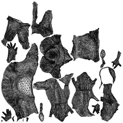 realistic 3D people woman casual sitting, render-ready for V-Ray and Corona, FBX OBJ, wireframe top-down view