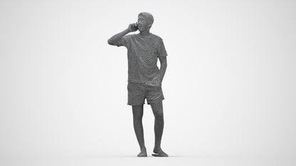 3D people model man casual standing, scanned human for 3ds Max rendering, wireframe back view