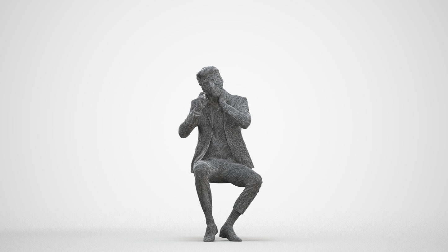 realistic 3D human man business, archviz people FBX OBJ for Blender, three-quarter front view render