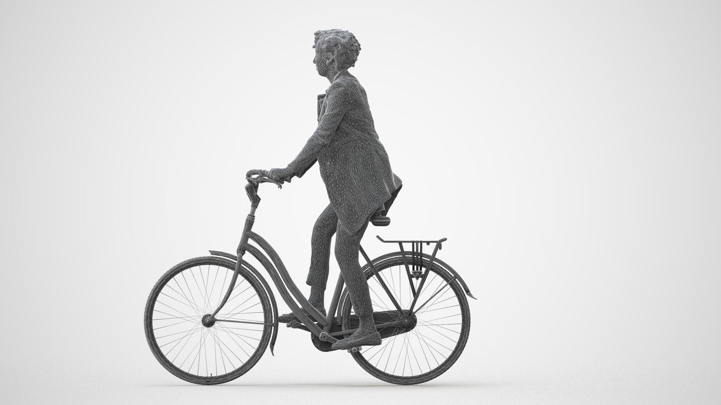 realistic 3D people woman business cycling, render-ready for V-Ray and Corona, FBX OBJ, square thumbnail