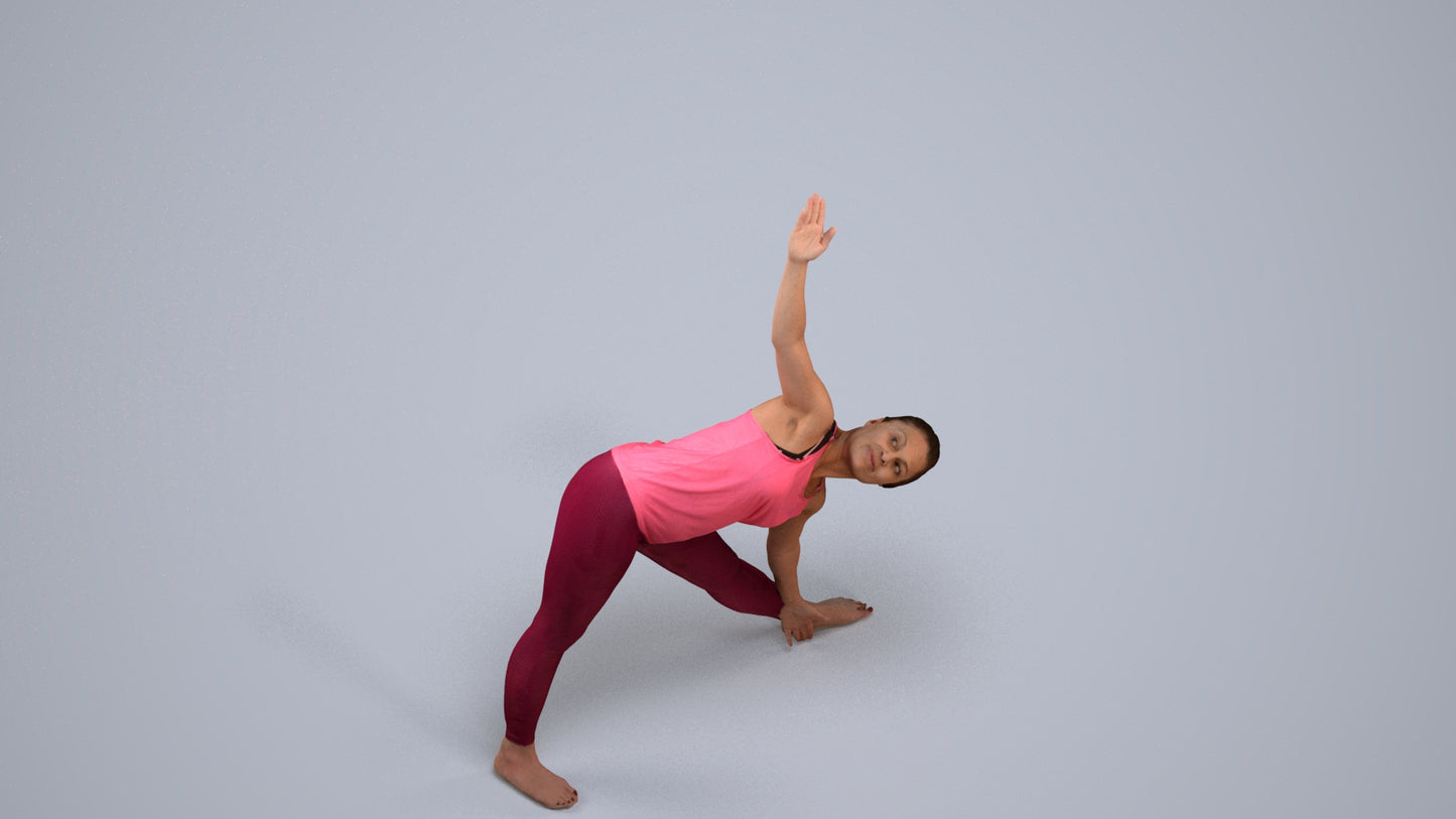 realistic 3D human woman sport, archviz people FBX OBJ for Blender, back view render