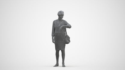 3D scanned senior woman standing business, photorealistic archviz people for Enscape and SketchUp