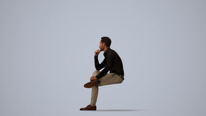 realistic 3D man business, scanned archviz people for Blender and 3ds Max, three-quarter view render