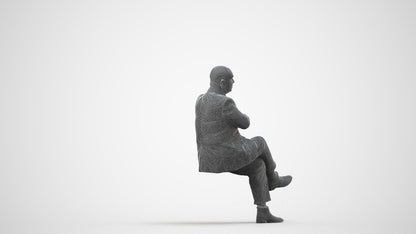 realistic 3D human senior man business mix, archviz people FBX OBJ for Blender, wireframe side view