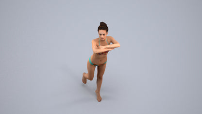 photogrammetry 3D woman pool, realistic human model archviz FBX, back view render