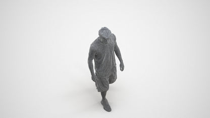 3D scanned man sport, photorealistic archviz people for Enscape and SketchUp, wireframe three-quarter view