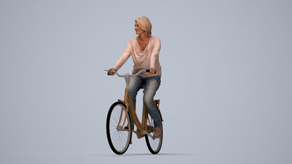 3D people model woman casual cycling, scanned human for 3ds Max rendering, top-down view render