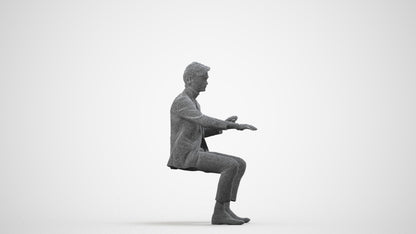 3D scanned man business, photorealistic archviz people for Enscape and SketchUp, wireframe side view