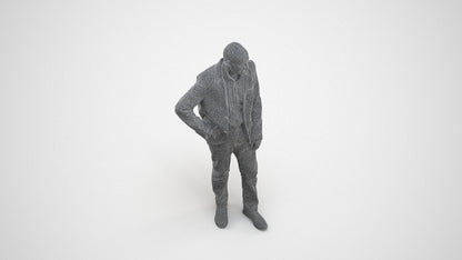 realistic 3D senior man business, scanned archviz people for Blender and 3ds Max, wireframe three-quarter view