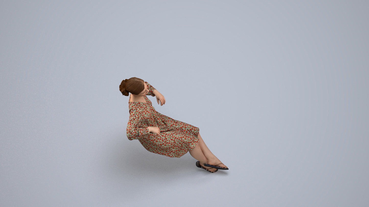 3D scanned girl kids casual, photorealistic archviz people for Enscape and SketchUp, back view render