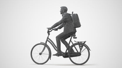3D scanned man cycling business, photorealistic archviz people for Enscape and SketchUp, square thumbnail