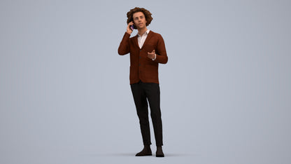 3D people model man business standing, scanned human for 3ds Max rendering, standing pose render