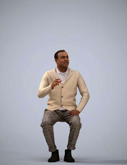 3D scanned man sitting business, photorealistic archviz people for Enscape and SketchUp