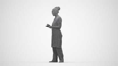 realistic 3D people woman hospitality, render-ready for V-Ray and Corona, FBX OBJ, wireframe back view
