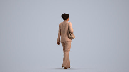 realistic 3D human woman business standing, archviz people FBX OBJ for Blender, front view render