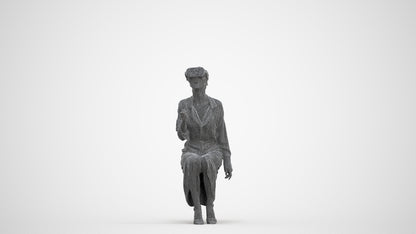 photogrammetry 3D woman casual sitting, realistic human model archviz FBX, three-quarter front view render