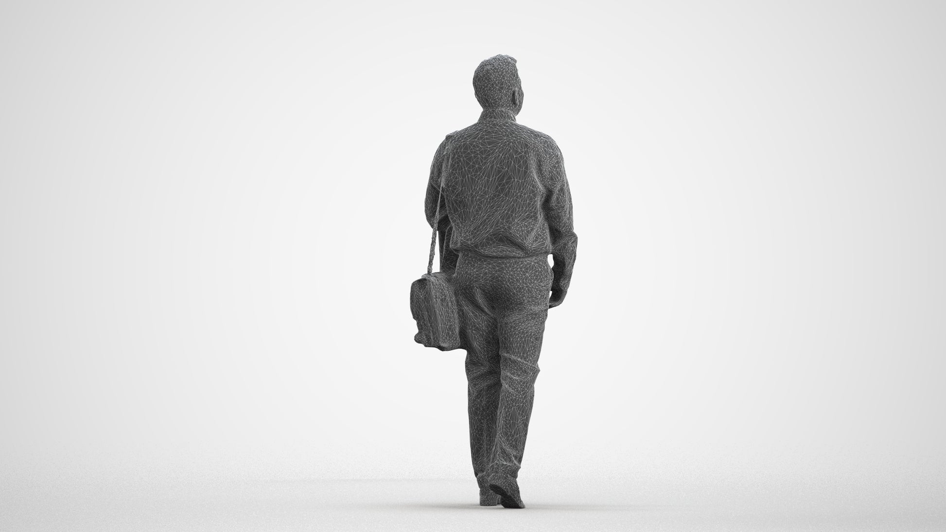 realistic 3D man business, scanned archviz people for Blender and 3ds Max, wireframe front view