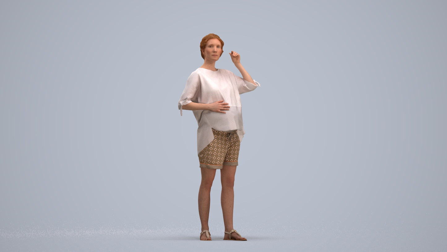 realistic 3D people woman casual standing, render-ready for V-Ray and Corona, FBX OBJ, standing pose render