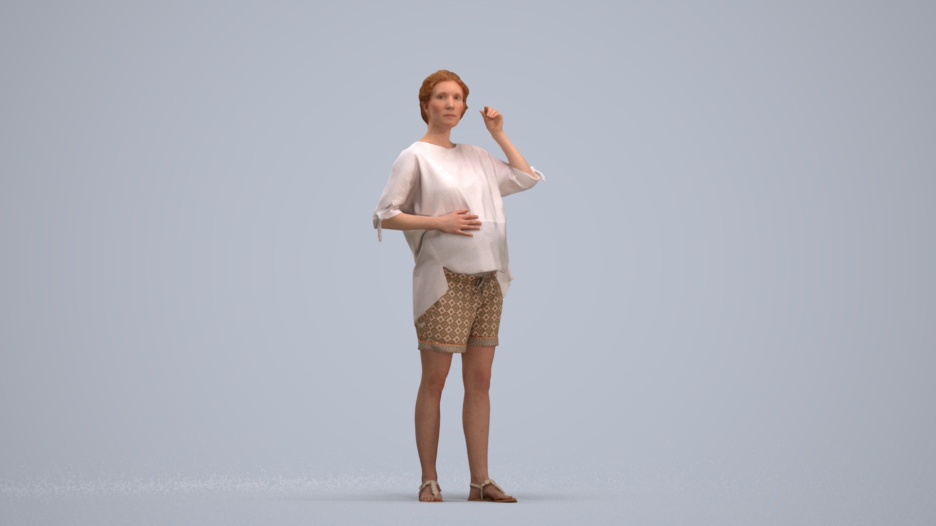 realistic 3D people woman casual standing, render-ready for V-Ray and Corona, FBX OBJ, standing pose render