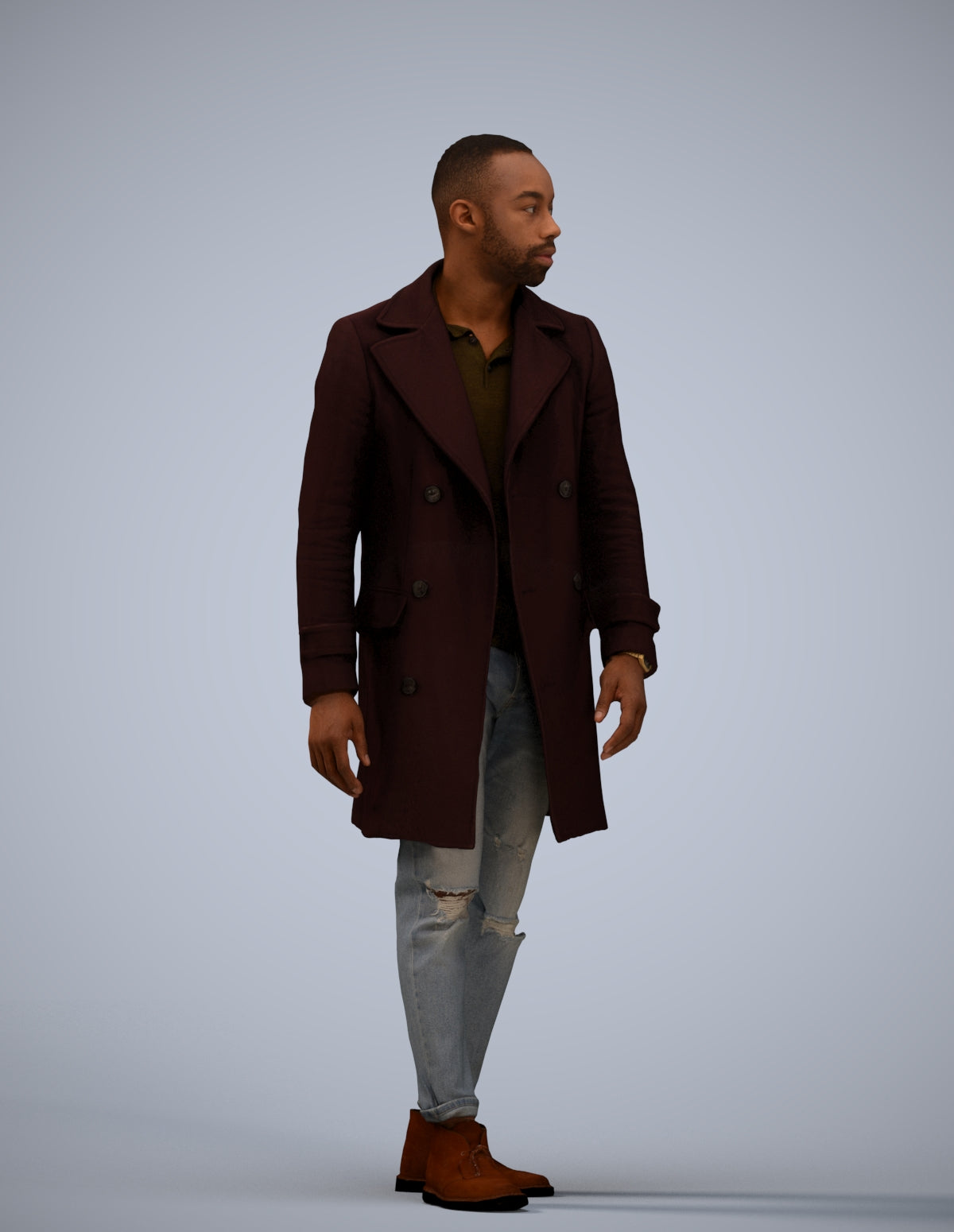 3D people model man casual walking, scanned human for 3ds Max rendering