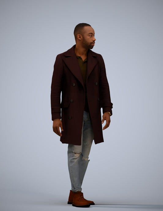 3D people model man casual walking, scanned human for 3ds Max rendering
