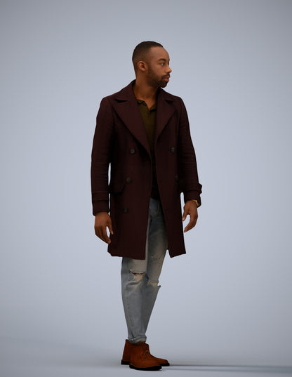 3D people model man casual walking, scanned human for 3ds Max rendering