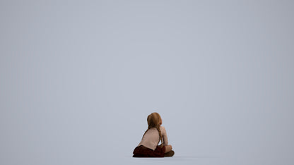 3D people model girl casual kids, scanned human for 3ds Max rendering, front view render