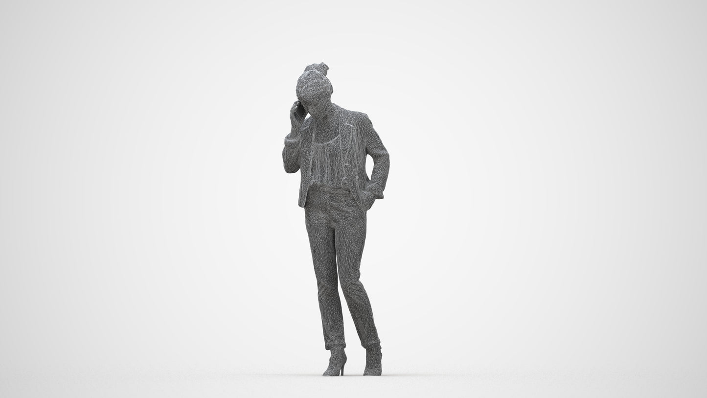 photogrammetry 3D woman business kids, realistic human model archviz FBX, wireframe side view