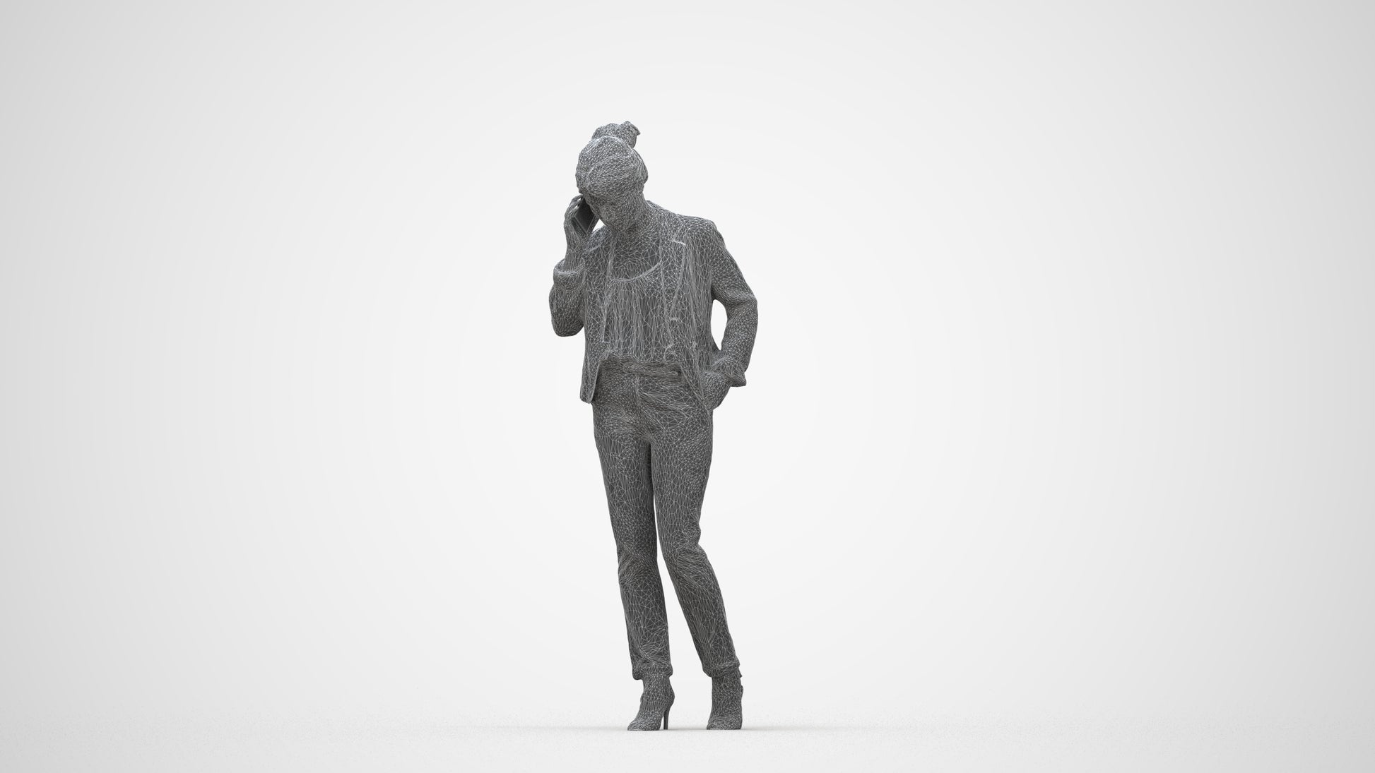 photogrammetry 3D woman business kids, realistic human model archviz FBX, wireframe side view