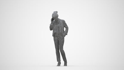 photogrammetry 3D woman business kids, realistic human model archviz FBX, wireframe side view