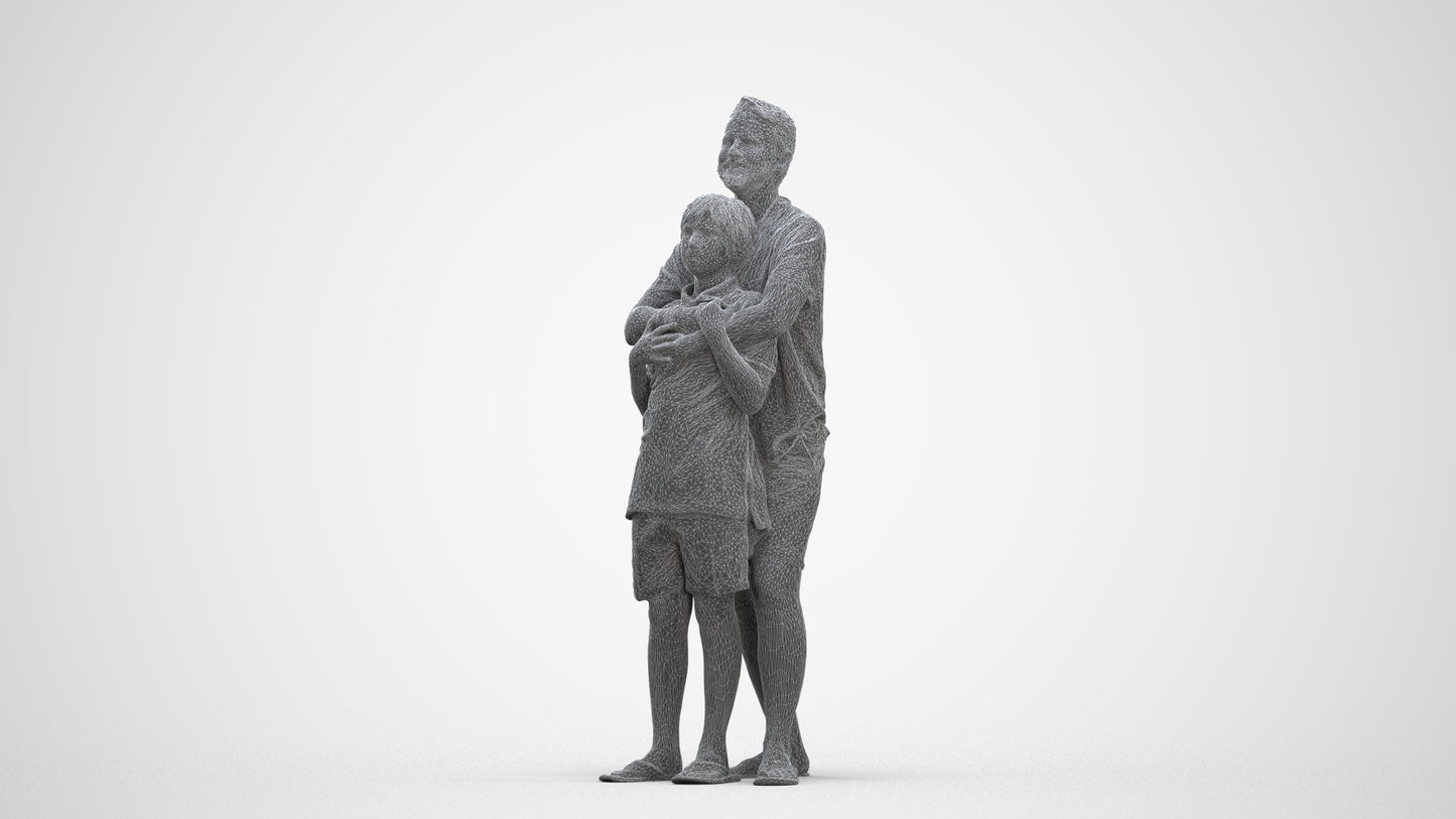 3D people model boy standing, scanned human for 3ds Max rendering, three-quarter front view render