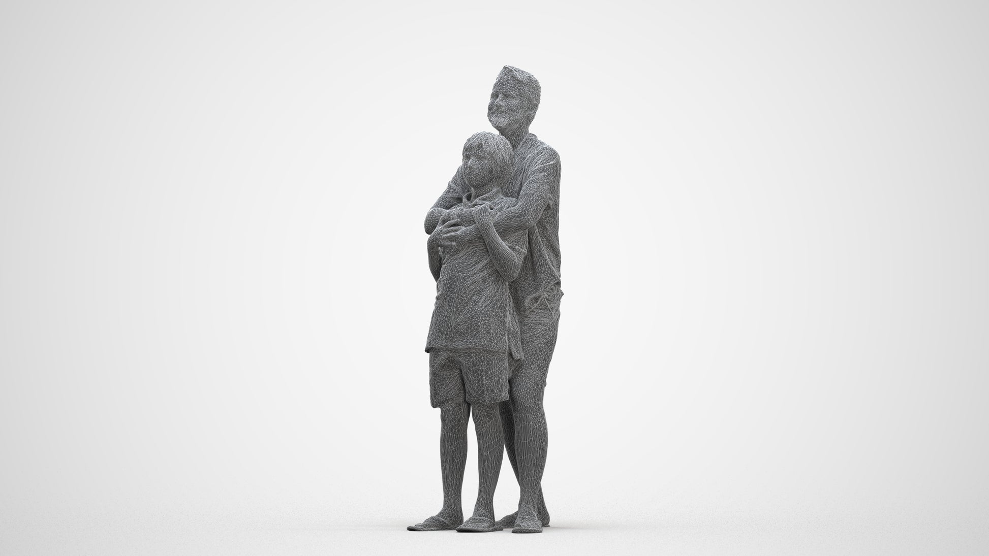 3D people model boy standing, scanned human for 3ds Max rendering, three-quarter front view render