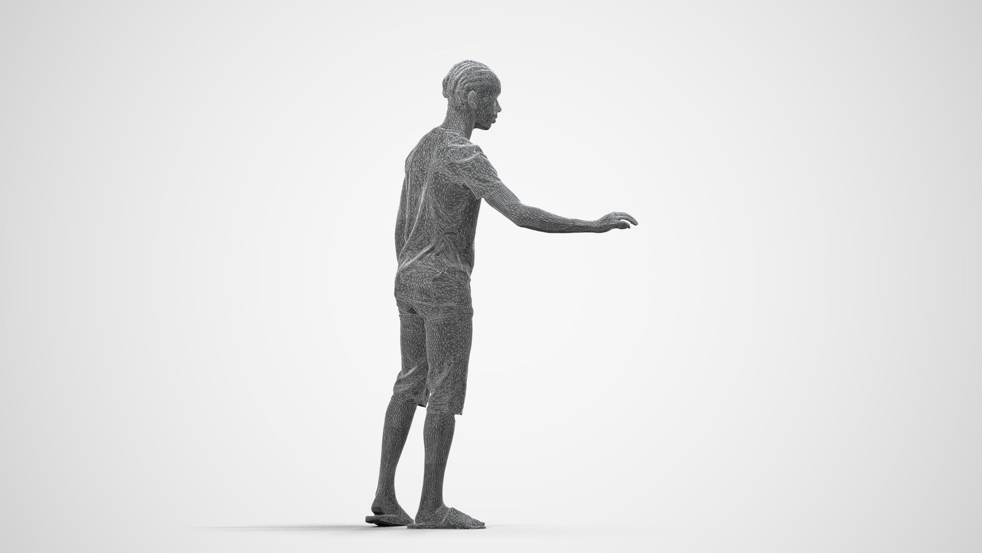 realistic 3D people boy casual kids, render-ready for V-Ray and Corona, FBX OBJ, wireframe side view