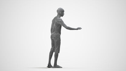 realistic 3D people boy casual kids, render-ready for V-Ray and Corona, FBX OBJ, wireframe side view