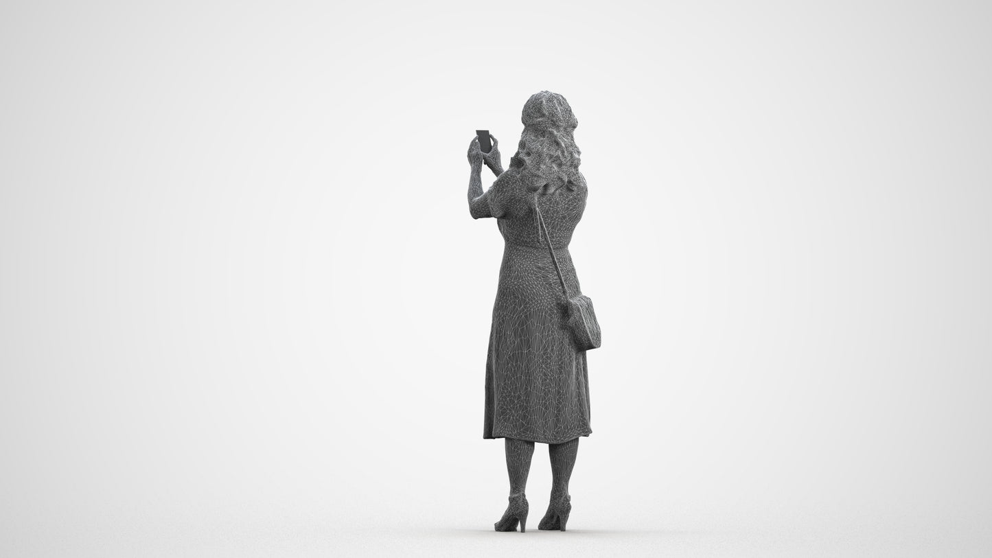 photogrammetry 3D woman casual standing, realistic human model archviz FBX, wireframe front view