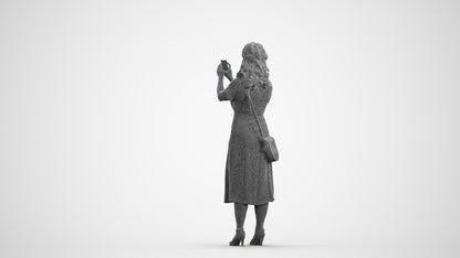photogrammetry 3D woman casual standing, realistic human model archviz FBX, wireframe front view